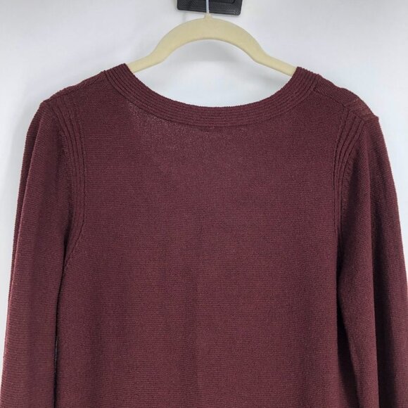 Free People Burgundy Criss Cross Neckline Rayon Blend Tunic Sweater size M - Picture 14 of 16